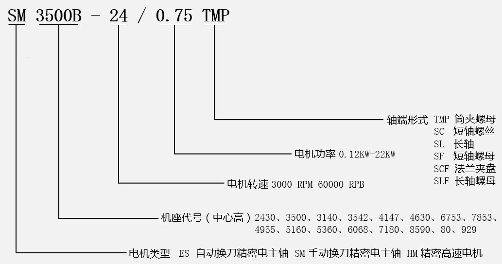 瑞德沃斯高速電主軸型號說明