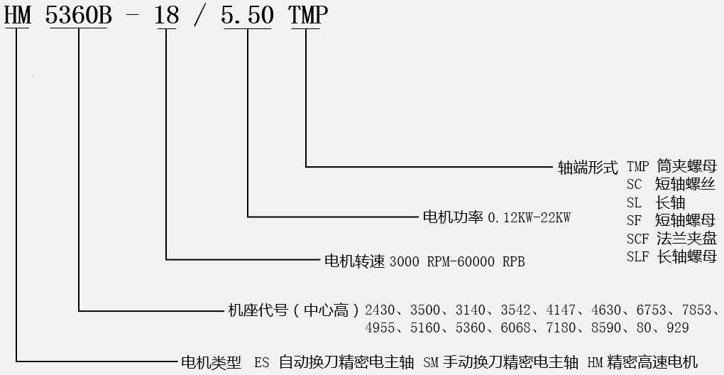 瑞德沃斯高速電機型號說明